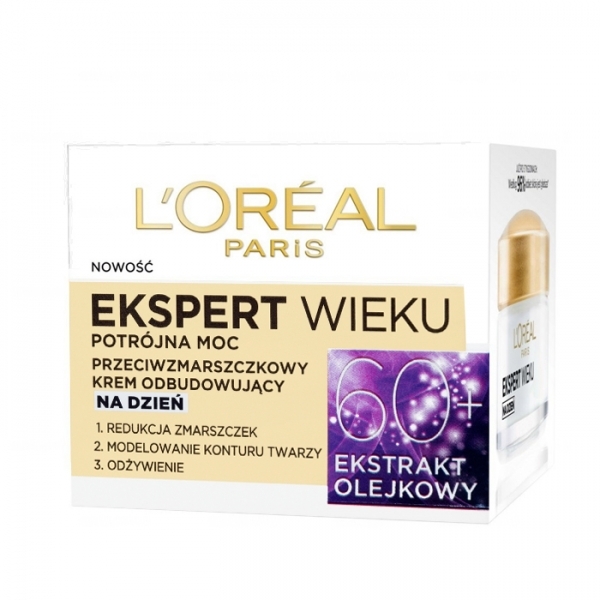 L'oreal Paris, Ekspert Wieku 60+ Przeciwzmarszczkowy Krem Odbudowujący na Dzień, 50 ml