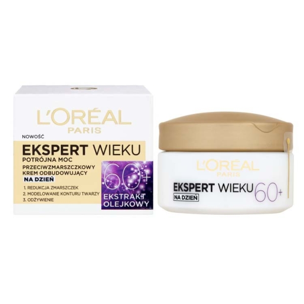L'oreal Paris, Ekspert Wieku 60+ Przeciwzmarszczkowy Krem Odbudowujący na Dzień, 50 ml